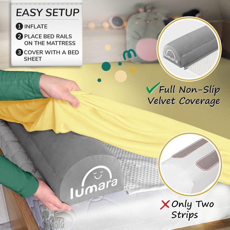 LUMARA Inflatable Bed Rail for Toddlers 2 Pack - Portable Travel Bed Bumpers for Kids Fits Twin Full Queen King Size Beds - Non-Slip Safety Guard Rails - Image 4